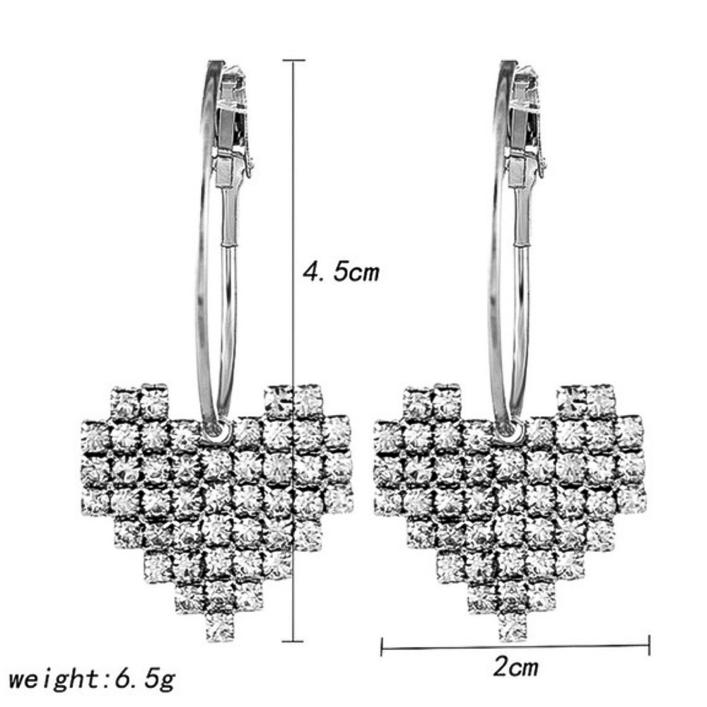 Any 2/$20! Silver Crystal Pave Heart Hoop Earrings - Picture 5 of 7